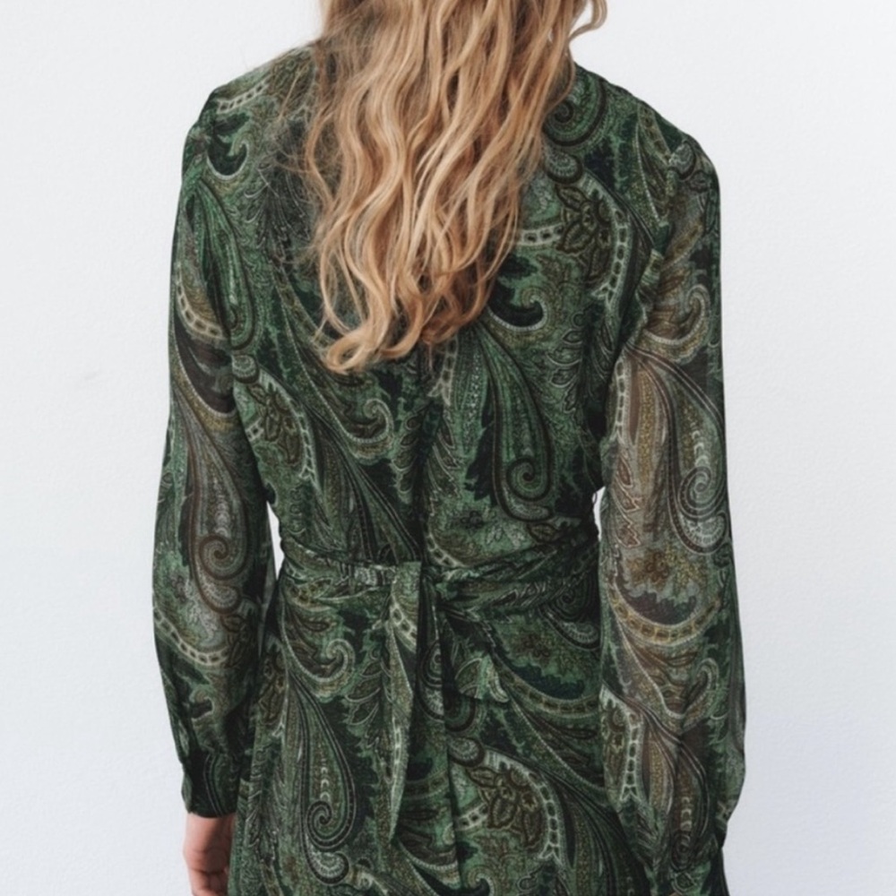Elegant Green Paisley Dress - Picture 3 of 7